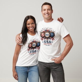 Vintage USA 250th Patriotic Badge Graphic T-Shirt