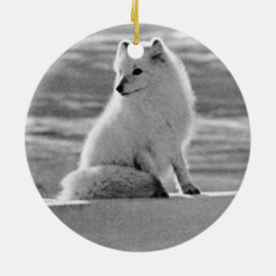 Vintage USA Alaska Arctic fox 1970 Ceramic Tree Decoration