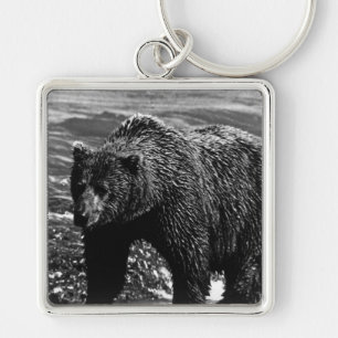 Vintage USA Alaska brown bear 1970 Key Ring