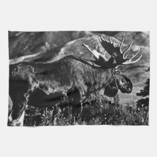 Vintage USA Alaska bull moose 1970 Tea Towel