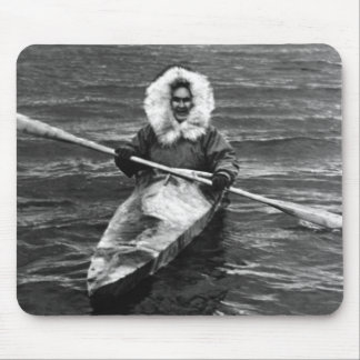 Vintage USA Alaska eskimo and his kayak 1970 iPad Mouse Mat