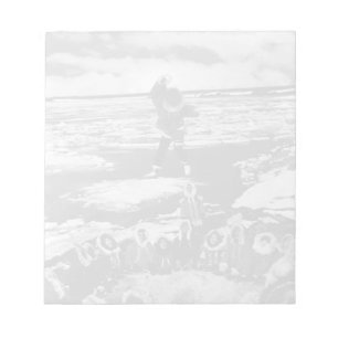 Vintage USA Alaska eskimo blanket tossing 1970 Notepad