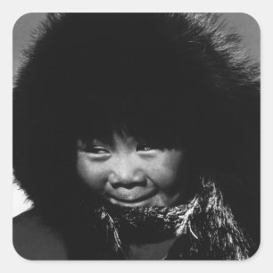 Vintage USA Alaska eskimo child 1970 Square Sticker