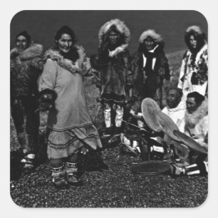 Vintage USA Alaska Eskimo dancers 1970 Square Sticker