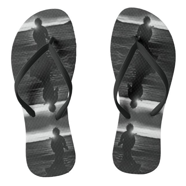 Vintage USA alaska eskimo hunter sunset Flip Flops (Footbed)