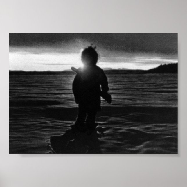 Vintage USA alaska eskimo hunter sunset Poster (Front)
