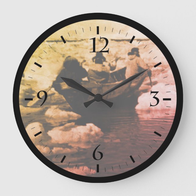 Vintage USA Alaska Eskimo hunters Watch Large Clock (Front)