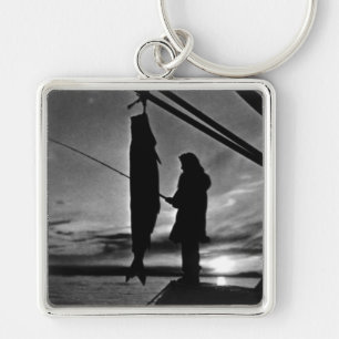 Vintage USA Alaska float plane fishing 1970 Key Ring
