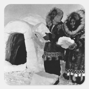 Vintage USA Alaska igloo builders 1970 Square Sticker