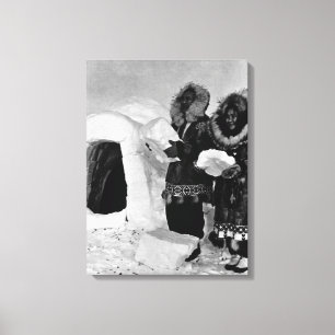 Vintage USA Alaska igloo builders Canvas Print