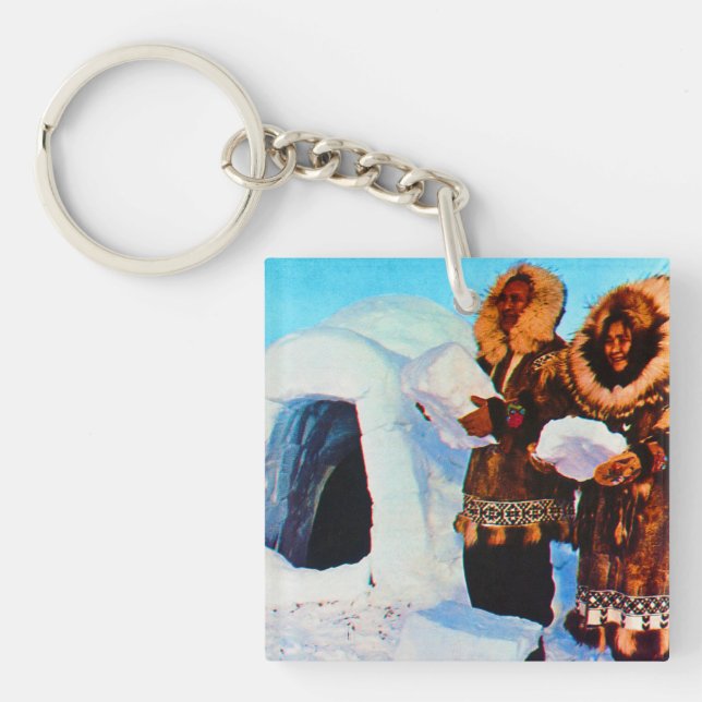 Vintage USA Alaska igloo builders Key Ring (Front)