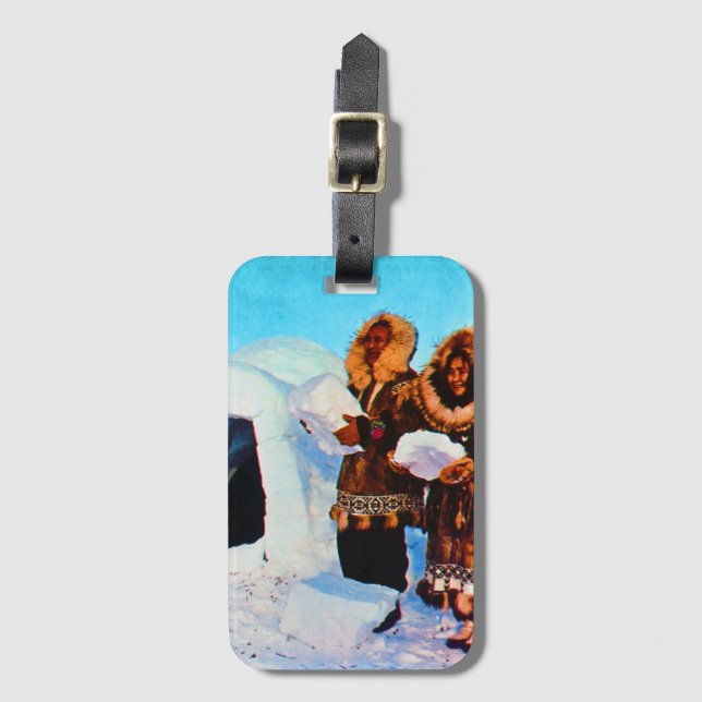 Vintage USA Alaska igloo builders Luggage Tag (Front Vertical)