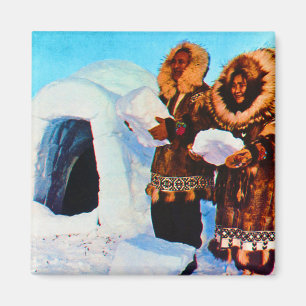 Vintage USA Alaska igloo builders Magnet