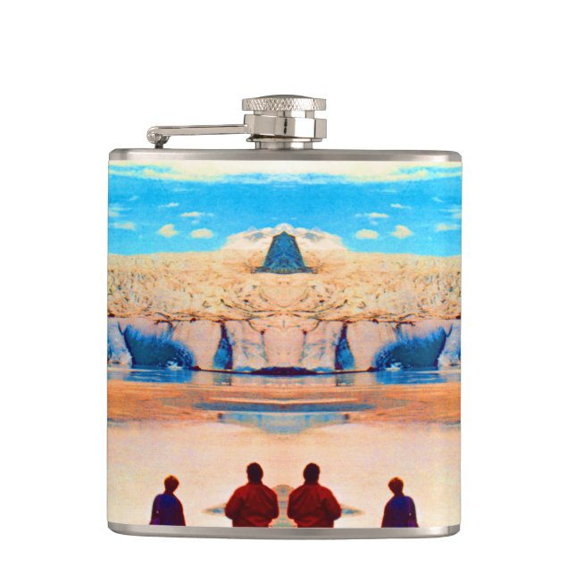 Vintage USA Alaska Mendenhall glacier Juneau Hip Flask (Front)