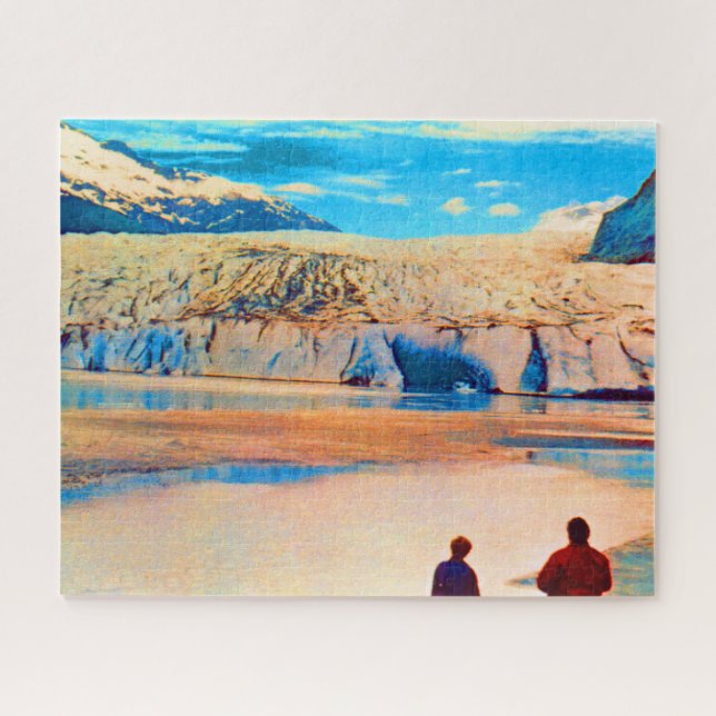 Vintage USA Alaska Mendenhall glacier Juneau Jigsaw Puzzle (Horizontal)