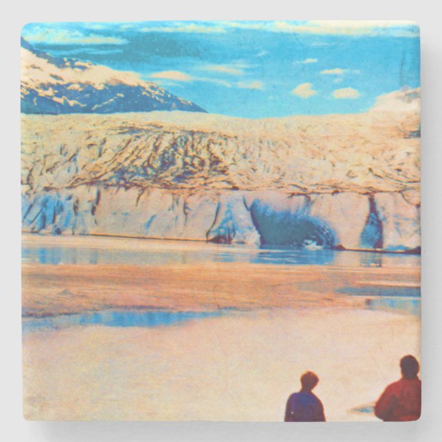 Vintage USA Alaska Mendenhall glacier Juneau Stone Coaster (Front)