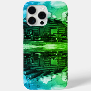 Vintage USA Alaska Modern alaskan log cabin iPhone 15 Pro Max Case