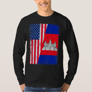 Vintage Usa American Cambodia Flag Patriotic T-Shirt