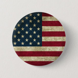 Vintage USA American Flag 6 Cm Round Badge