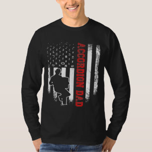 Vintage Usa American Flag Accordion Dad Notes Silh T-Shirt