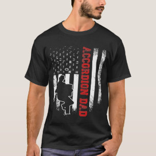 Vintage Usa American Flag Accordion Dad Notes Silh T-Shirt