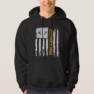 Vintage Usa American Flag Accordion Mum Silhouette Hoodie