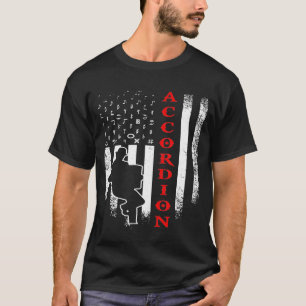 Vintage Usa American Flag Accordion Player Notes S T-Shirt