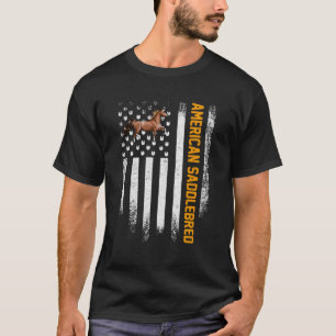 Vintage Usa American Flag American Saddlebred Hors T-Shirt