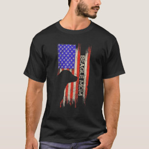 Vintage USA American Flag Beagle Dog Mum Silhouett T-Shirt