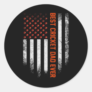 Vintage Usa American Flag Best Cricket Dad Ever Pa Classic Round Sticker