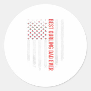 Vintage USA American Flag Best Curling D Classic Round Sticker