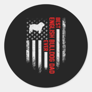 Vintage USA American Flag Best English Bulldog Classic Round Sticker