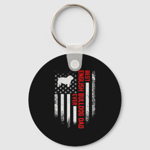 Vintage USA American Flag Best English Bulldog Key Ring