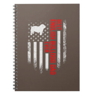 Vintage USA American Flag Best English Bulldog Notebook