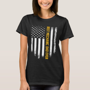 Vintage Usa American Flag Best Mechanic Dad Ever T-Shirt