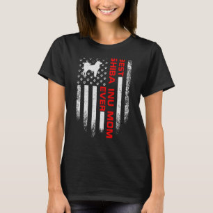 Vintage Usa American Flag Best Shiba Inu Mum Ever T-Shirt