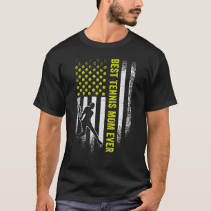 Vintage USA American Flag Best Tennis Mum Ever Sil T-Shirt