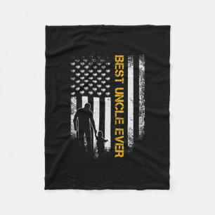 Vintage USA American Flag Best Uncle Ever Funny Fleece Blanket