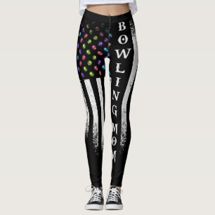 Vintage USA American Flag Bowling Mum Bowler Leggings