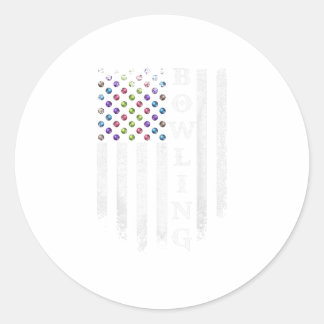 Vintage USA American Flag Bowling Player Classic Round Sticker