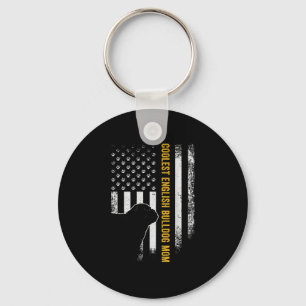 Vintage USA American Flag Coolest English Bulldog Key Ring