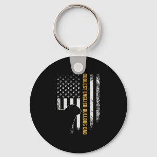 Vintage USA American Flag Coolest English Bulldog Key Ring