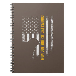 Vintage USA American Flag Coolest English Bulldog Notebook