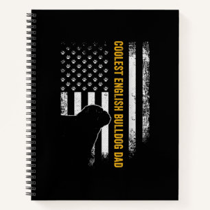 Vintage USA American Flag Coolest English Bulldog Notebook