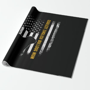 Vintage USA American Flag Coolest English Bulldog Wrapping Paper