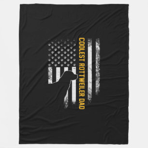 Vintage USA American Flag Coolest Rottweiler Dad Fleece Blanket