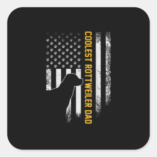 Vintage USA American Flag Coolest Rottweiler Dad Square Sticker