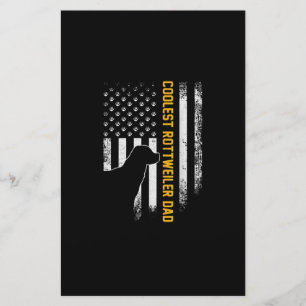 Vintage USA American Flag Coolest Rottweiler Dad Stationery