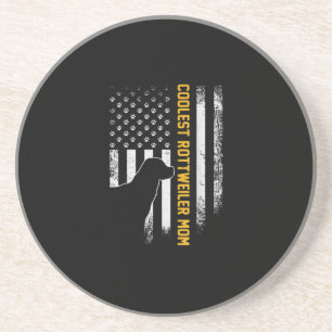 Vintage USA American Flag Coolest Rottweiler Mum Coaster