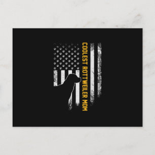 Vintage USA American Flag Coolest Rottweiler Mum Holiday Postcard
